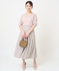 F1LHV64160 MK MICHEL KLEIN(小さいサイズ)(メゾン ドゥ サンク) 【小さいサイズ】サイドプリーツガウチョパンツ/洗える ベージュ