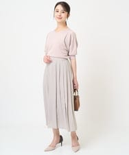 F1LHV64160 MK MICHEL KLEIN(小さいサイズ)(メゾン ドゥ サンク) 【小さいサイズ】サイドプリーツガウチョパンツ/洗える ベージュ