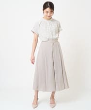 F1LHV64160 MK MICHEL KLEIN(小さいサイズ)(メゾン ドゥ サンク) 【小さいサイズ】サイドプリーツガウチョパンツ/洗える ベージュ