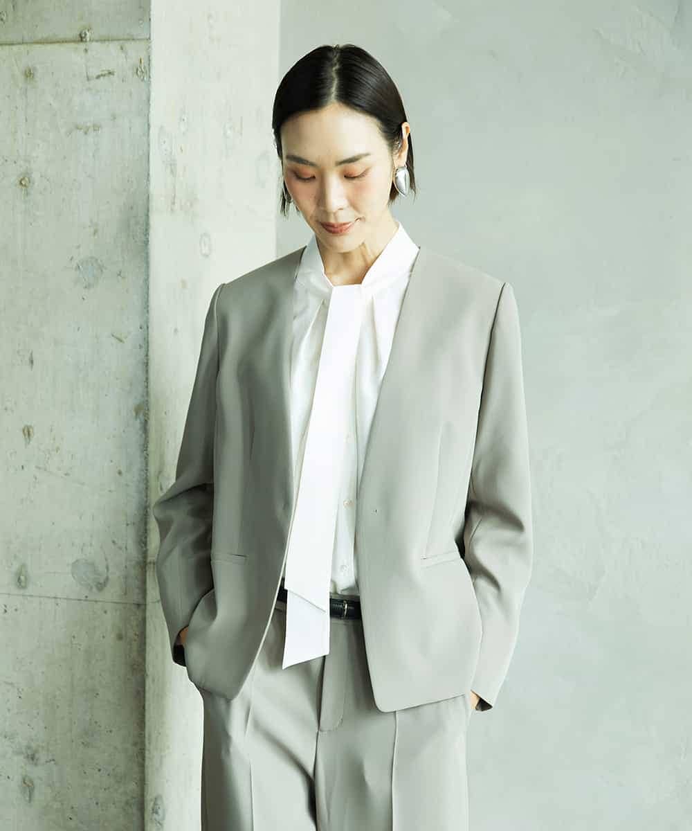 F6BAD11220 MICHEL KLEIN(小さいサイズ)(メゾン ドゥ サンク) [小さいサイズ]ボウタイブラウス ラベンダー