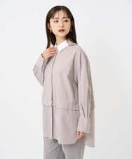 F6BAD19270 MICHEL KLEIN(小さいサイズ)(メゾン ドゥ サンク) [小さいサイズ][2WAY]クレリックオーバーサイズストライプシャツ ブルー