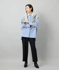F6BAD19270 MICHEL KLEIN(小さいサイズ)(メゾン ドゥ サンク) [小さいサイズ][2WAY]クレリックオーバーサイズストライプシャツ ブルー
