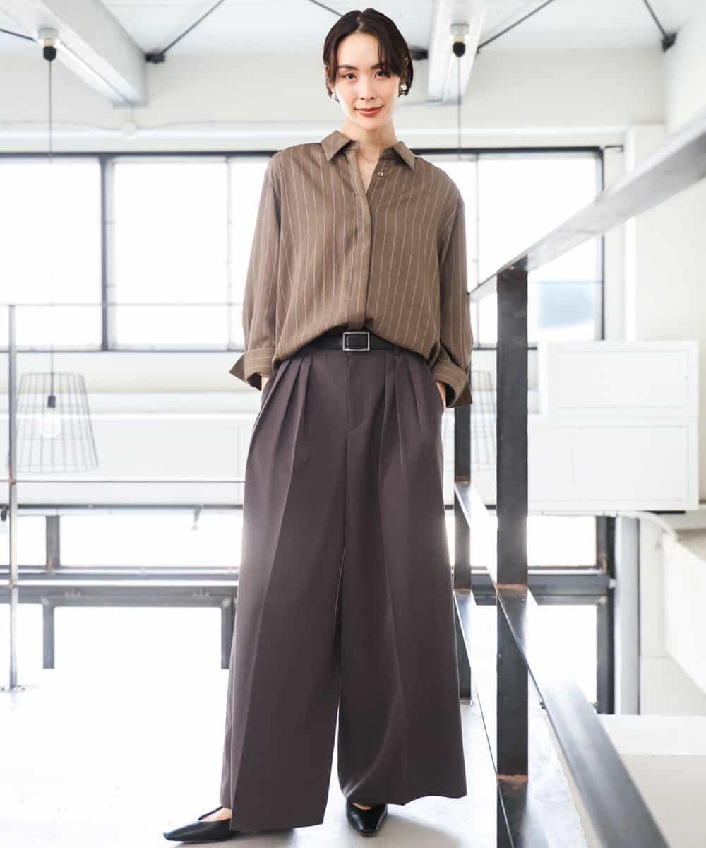 F6BAG01250 MICHEL KLEIN(小さいサイズ)(メゾン ドゥ サンク) 【小さいサイズ】ヴィンテージライクストライプシャツ ホワイト