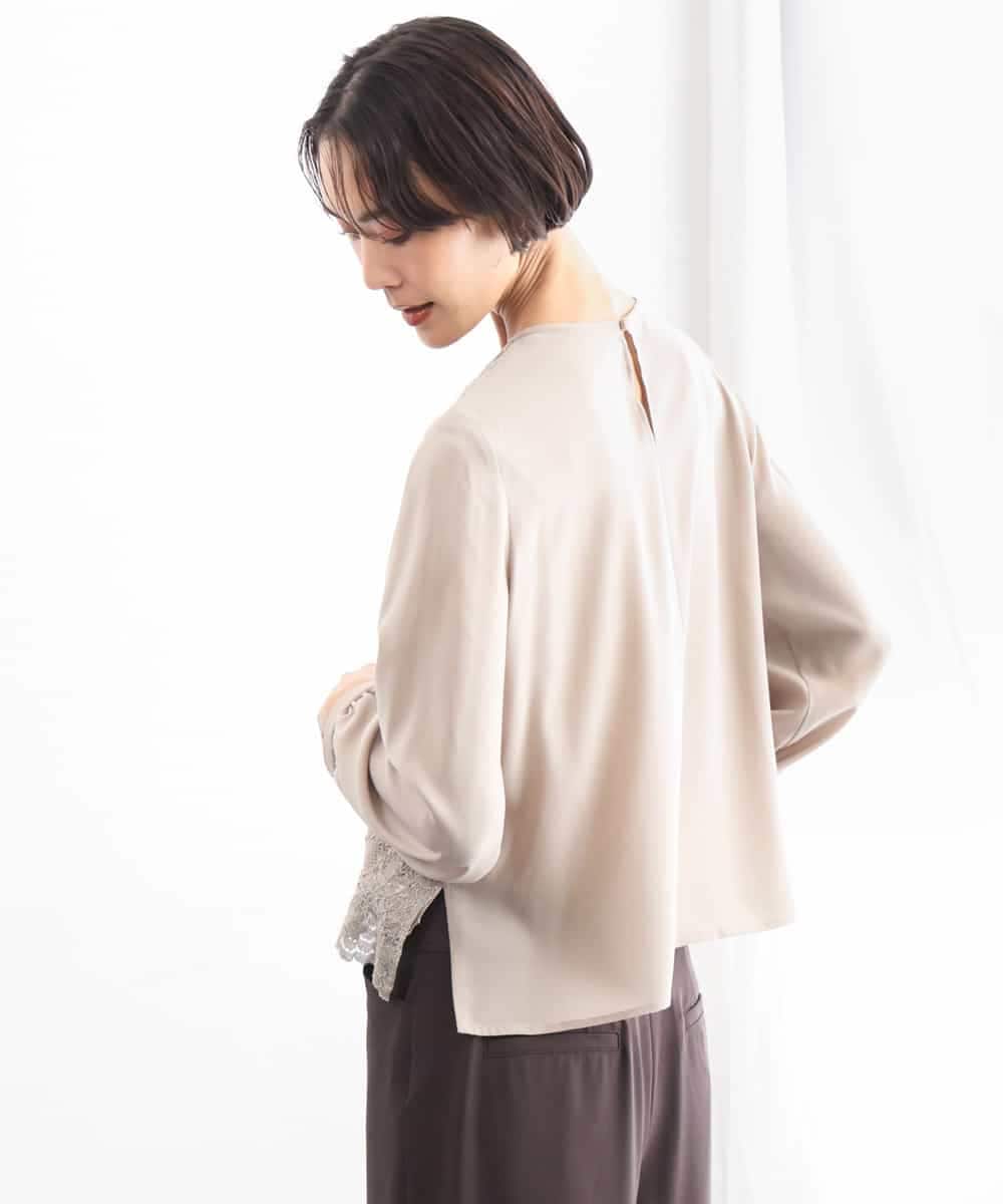 F6BAG04190 MICHEL KLEIN(小さいサイズ)(メゾン ドゥ サンク) 【小さいサイズ】フロントレースブラウス ベージュ