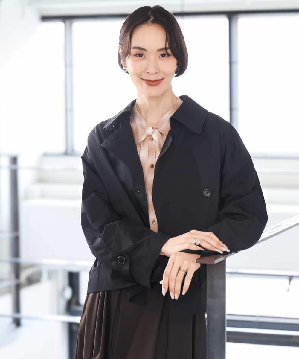 F6BAG07220 MICHEL KLEIN(小さいサイズ)(メゾン ドゥ サンク) 【小さいサイズ】[セットアップ対応]リボンチェックブラウス オレンジ
