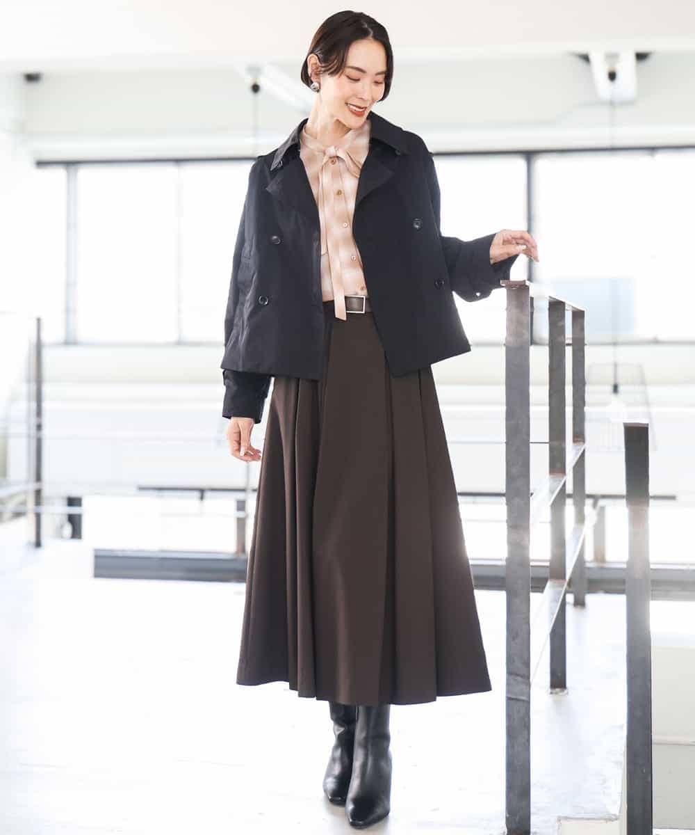 F6BAG07220 MICHEL KLEIN(小さいサイズ)(メゾン ドゥ サンク) 【小さいサイズ】[セットアップ対応]リボンチェックブラウス オレンジ
