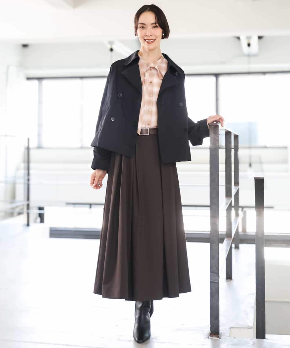 F6BAG07220 MICHEL KLEIN(小さいサイズ)(メゾン ドゥ サンク) 【小さいサイズ】[セットアップ対応]リボンチェックブラウス オレンジ