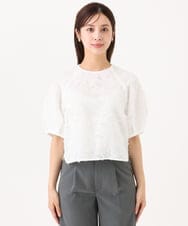 F6BHD05230 MICHEL KLEIN(小さいサイズ)(メゾン ドゥ サンク) 【小さいサイズ】[セットアップ対応]フラワージャカードブラウス ブラック