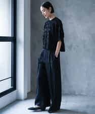F6BHD05230 MICHEL KLEIN(小さいサイズ)(メゾン ドゥ サンク) 【小さいサイズ】[セットアップ対応]フラワージャカードブラウス ブラック