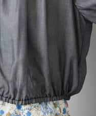 F6BHD05240 MICHEL KLEIN(小さいサイズ)(メゾン ドゥ サンク) [小さいサイズ][セットアップ対応]デニムライク ギャザーブラウス ネイビー