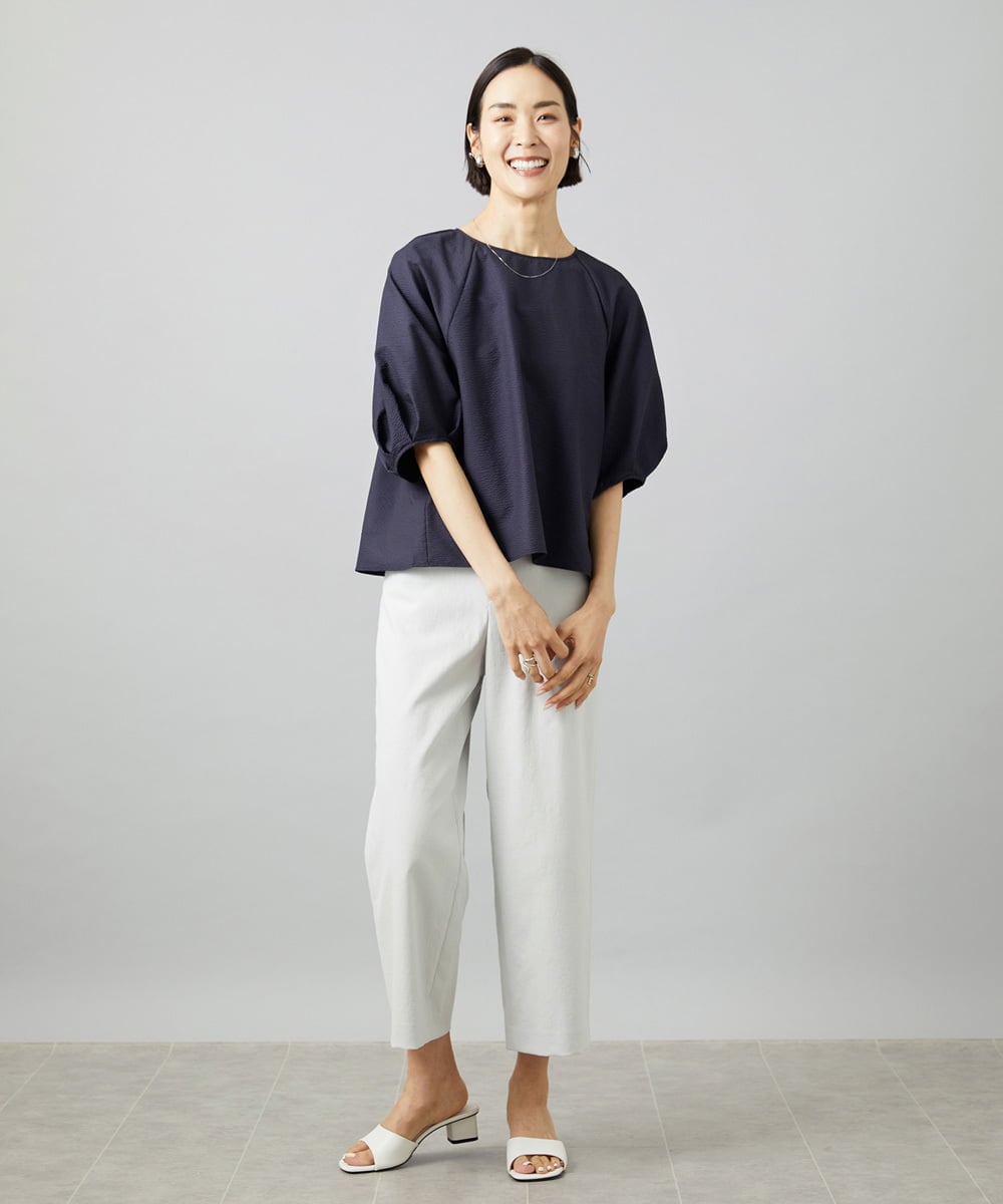 F6BID09230 MICHEL KLEIN(小さいサイズ)(メゾン ドゥ サンク) [小さいサイズ]パフスリーブブラウス ライトグレー