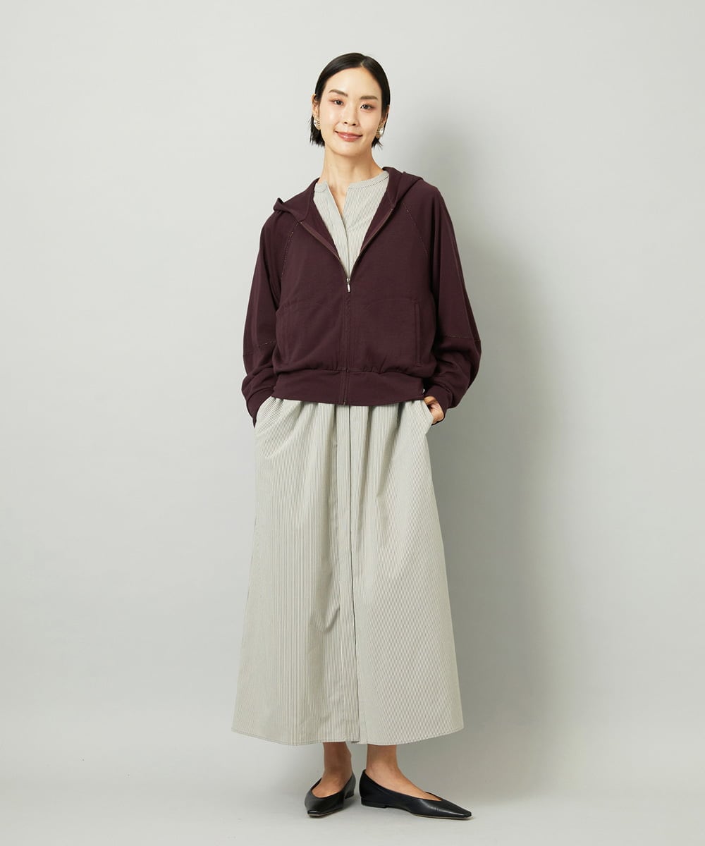 F6CAD04270 MICHEL KLEIN(小さいサイズ)(メゾン ドゥ サンク) [小さいサイズ]シアー裏毛アクセントラメパーカー ブラック