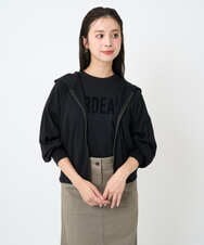 F6CAD04270 MICHEL KLEIN(小さいサイズ)(メゾン ドゥ サンク) [小さいサイズ]シアー裏毛アクセントラメパーカー ブラック