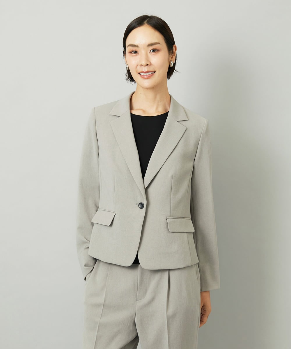 F6DAD36380 MICHEL KLEIN(小さいサイズ)(メゾン ドゥ サンク) [小さいサイズ][セットアップ対応]テーラードジャケット グレー