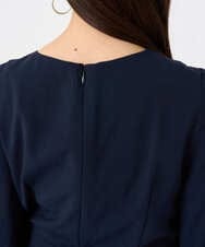 F6EAD06360 MICHEL KLEIN(小さいサイズ)(メゾン ドゥ サンク) [小さいサイズ]ノーカラープリーツワンピース ネイビー