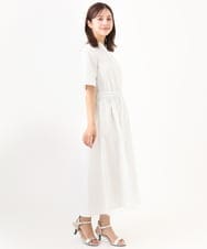F6EID01370 MICHEL KLEIN(小さいサイズ)(メゾン ドゥ サンク) [小さいサイズ]Vネックフレアワンピース ライトグレー