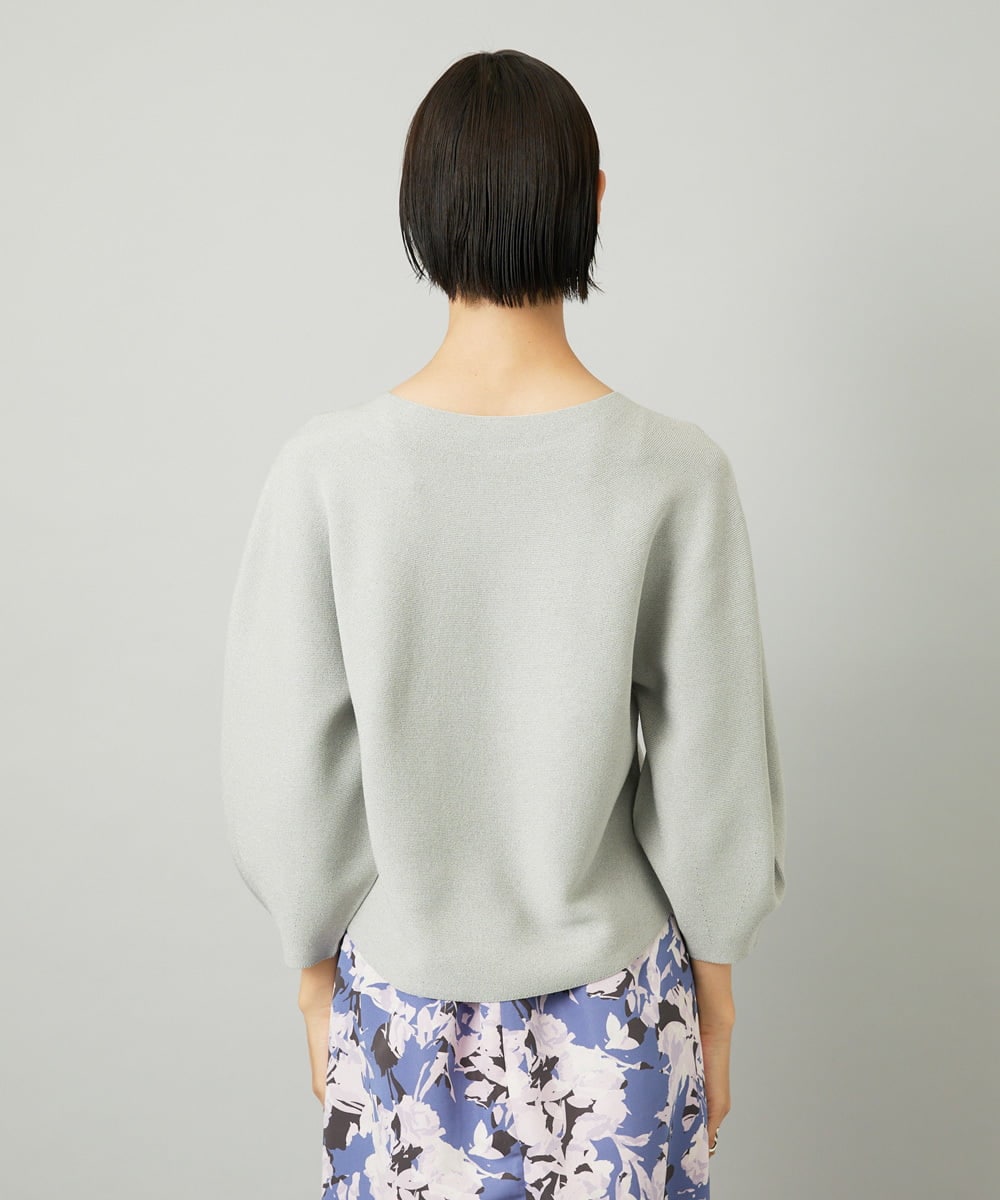 F6FAD18220 MICHEL KLEIN(小さいサイズ)(メゾン ドゥ サンク) [小さいサイズ]ホールガーメント(R)ラメニット ライトグレー