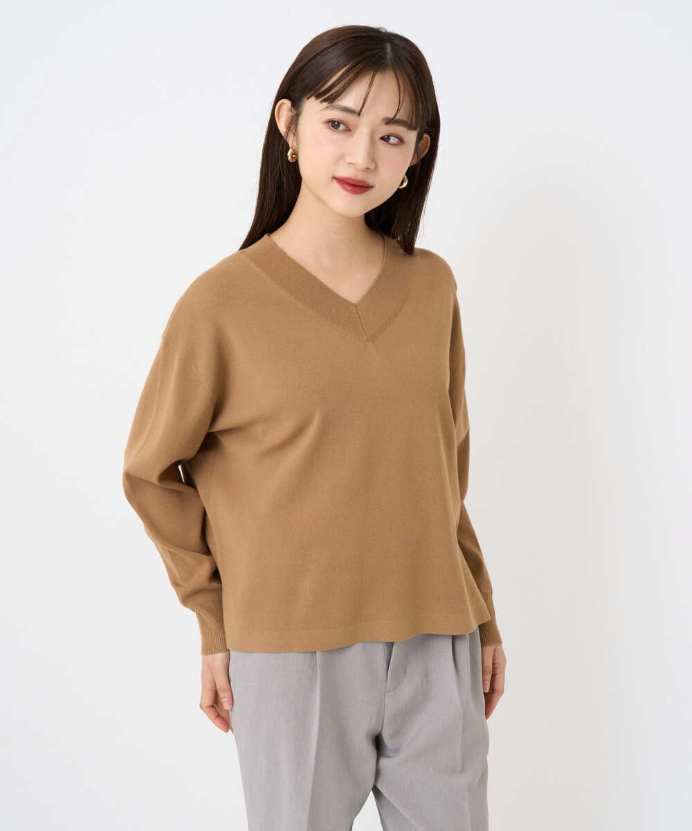 F6FAD23210 MICHEL KLEIN(小さいサイズ)(メゾン ドゥ サンク) [小さいサイズ]Vネックニット ライトブルー