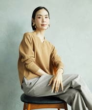 F6FAD23210 MICHEL KLEIN(小さいサイズ)(メゾン ドゥ サンク) [小さいサイズ]Vネックニット ライトブルー