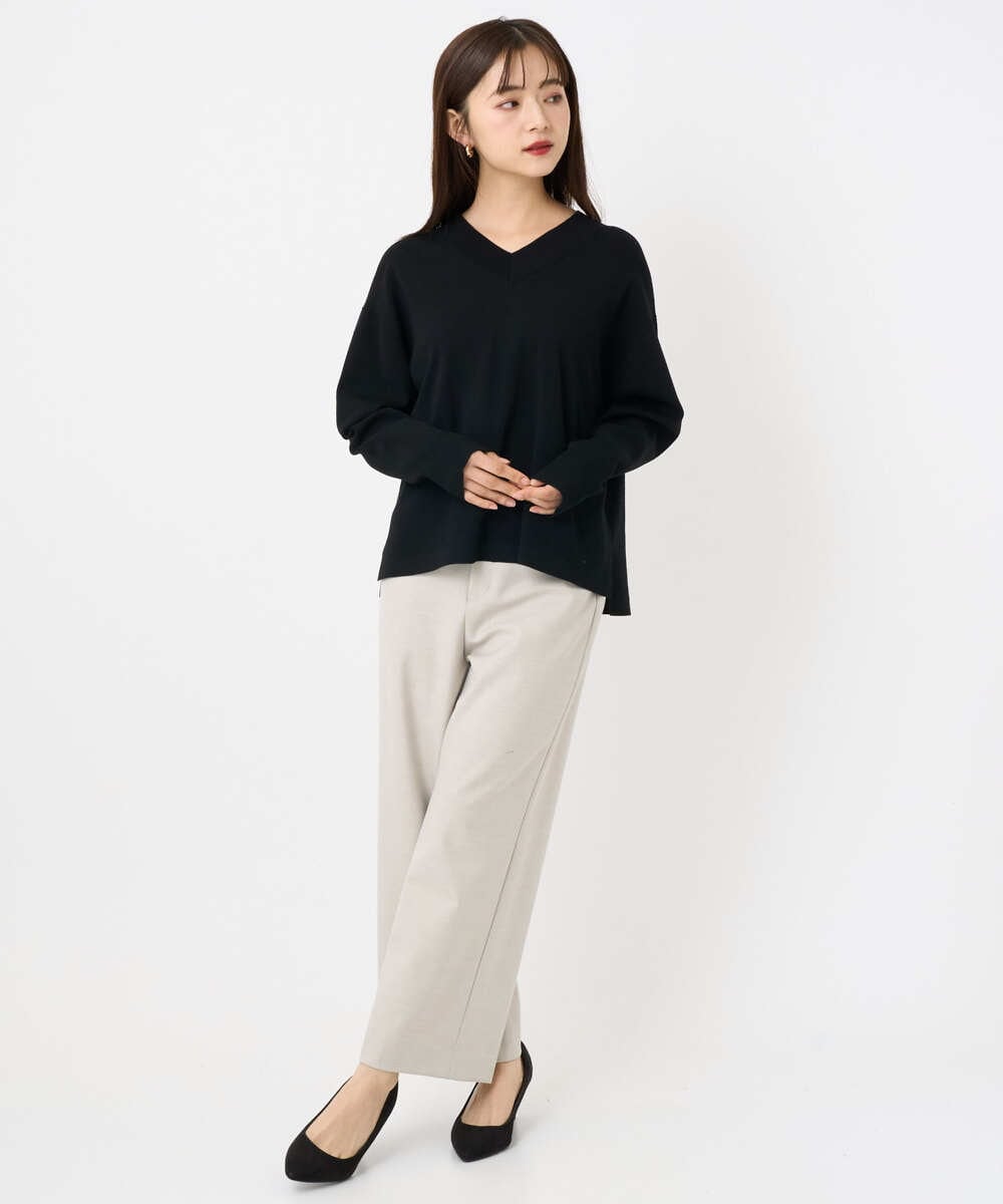 F6FAD23210 MICHEL KLEIN(小さいサイズ)(メゾン ドゥ サンク) [小さいサイズ]Vネックニット ライトブルー
