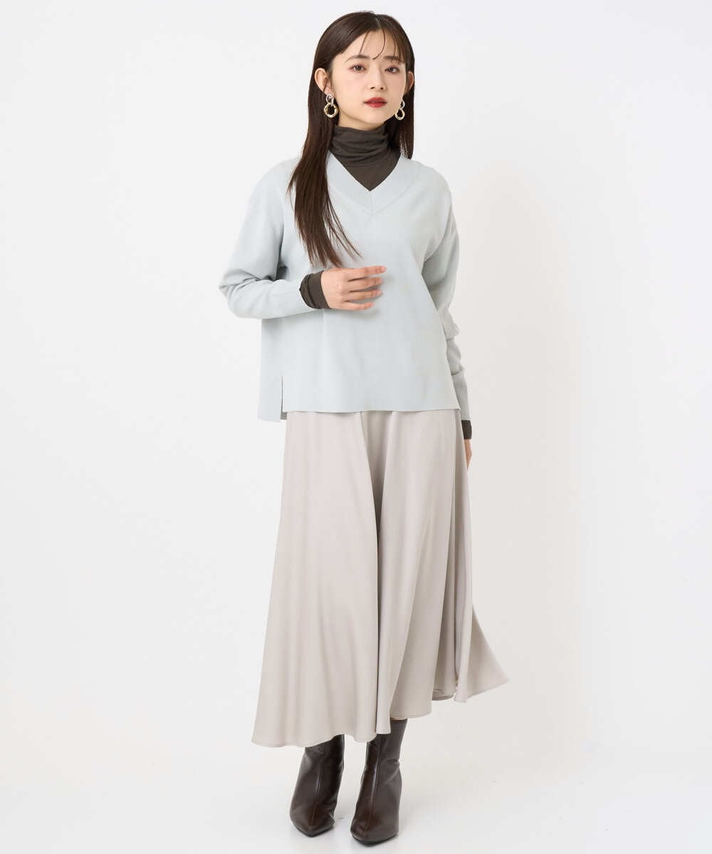 F6FAD23210 MICHEL KLEIN(小さいサイズ)(メゾン ドゥ サンク) [小さいサイズ]Vネックニット ライトブルー