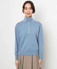F6FAG32240 MICHEL KLEIN(小さいサイズ)(メゾン ドゥ サンク) 【小さいサイズ】ハーフジップニットプルオーバー ブルー