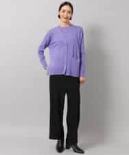 F6FAG55220 MICHEL KLEIN(小さいサイズ)(メゾン ドゥ サンク) [小さいサイズ][アンサンブル対応]パイピングクルーネックニット ラベンダー