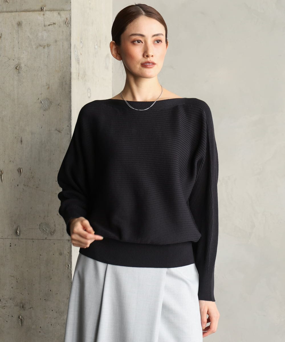 F6FAH17190 MICHEL KLEIN(小さいサイズ)(メゾン ドゥ サンク) 【小さいサイズ】[定番人気]ホールガーメント(R)ドルマンスリーブニット(長袖) ブラック