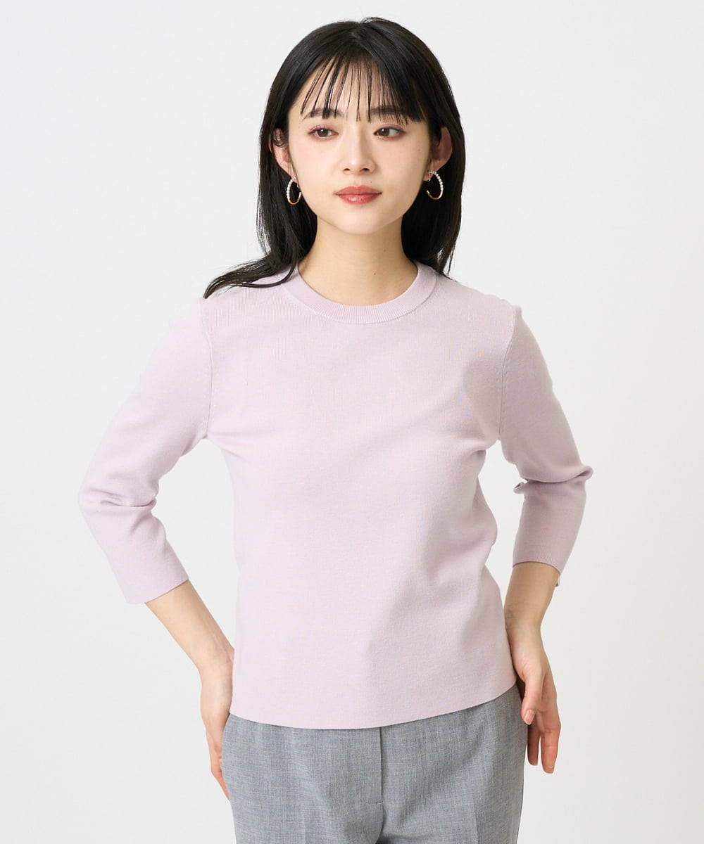 F6FDD01190 MICHEL KLEIN(小さいサイズ)(メゾン ドゥ サンク) [小さいサイズ][アンサンブル対応]コンパクトニットプルオーバー ネイビー