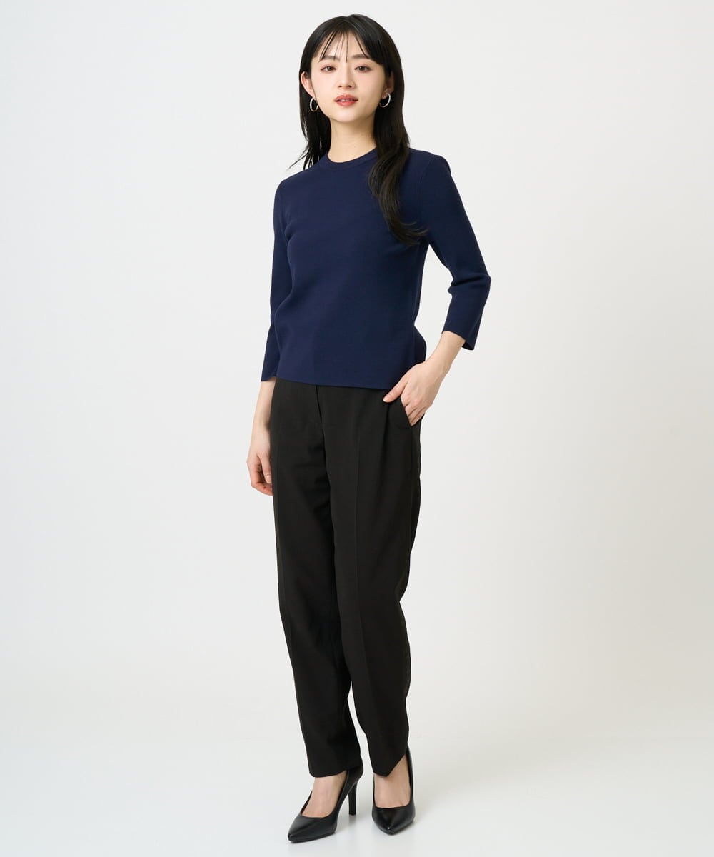 F6FDD01190 MICHEL KLEIN(小さいサイズ)(メゾン ドゥ サンク) [小さいサイズ][アンサンブル対応]コンパクトニットプルオーバー ネイビー