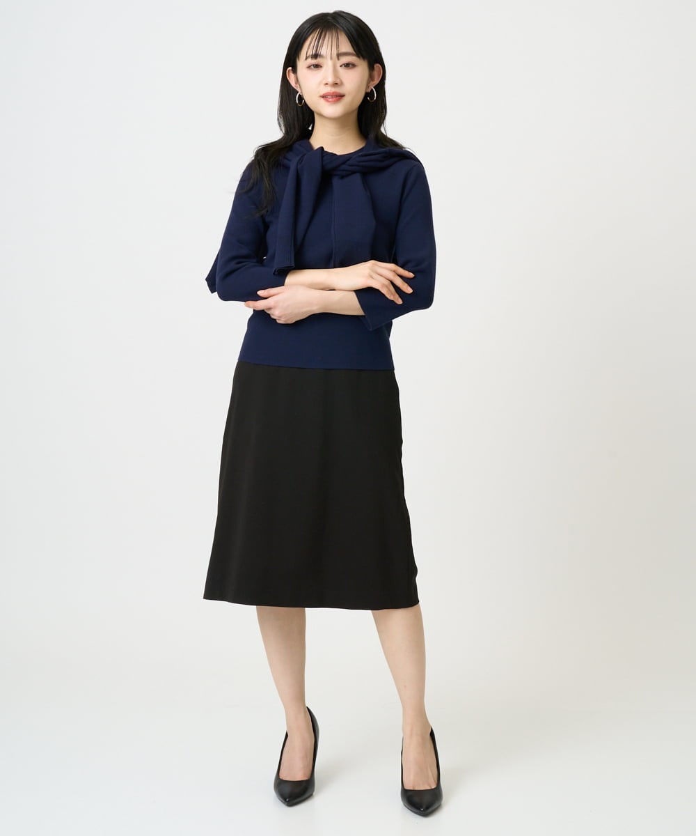 F6FDD01190 MICHEL KLEIN(小さいサイズ)(メゾン ドゥ サンク) [小さいサイズ][アンサンブル対応]コンパクトニットプルオーバー ネイビー