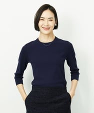 F6FDD01190 MICHEL KLEIN(小さいサイズ)(メゾン ドゥ サンク) [小さいサイズ][アンサンブル対応]コンパクトニットプルオーバー ネイビー