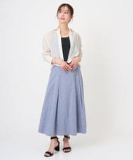 F6HGD08290 MICHEL KLEIN(小さいサイズ)(メゾン ドゥ サンク) [小さいサイズ]デニムライクシャンブレー Aラインスカート ネイビー