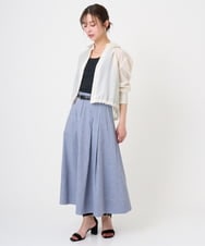 F6HGD08290 MICHEL KLEIN(小さいサイズ)(メゾン ドゥ サンク) [小さいサイズ]デニムライクシャンブレー Aラインスカート ネイビー