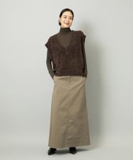 F6HJA30200 MICHEL KLEIN(小さいサイズ)(メゾン ドゥ サンク) [小さいサイズ][セットアップ対応]チノAラインスカート カーキ