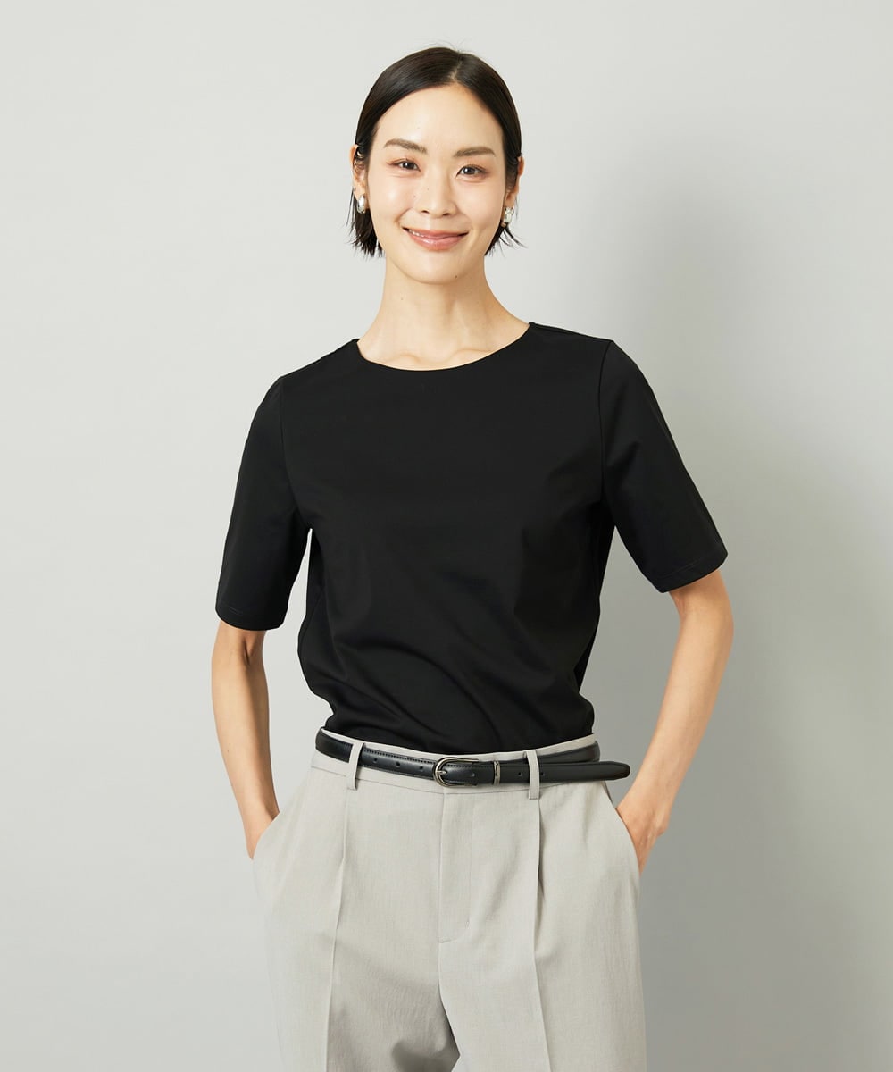 F6KAD15150 MICHEL KLEIN(小さいサイズ)(メゾン ドゥ サンク) [小さいサイズ]クリーンフォルムTシャツ ブラック