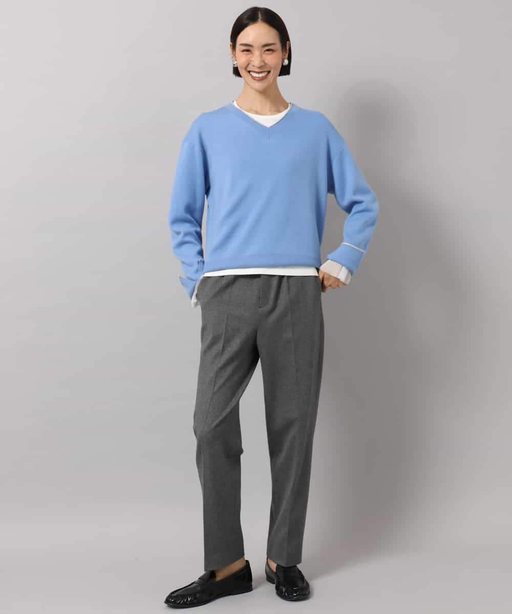 F6KAG50140 MICHEL KLEIN(小さいサイズ)(メゾン ドゥ サンク) [小さいサイズ][レイヤードスタイルにおすすめ]ラメチュールスリーブカットソー ブラウン