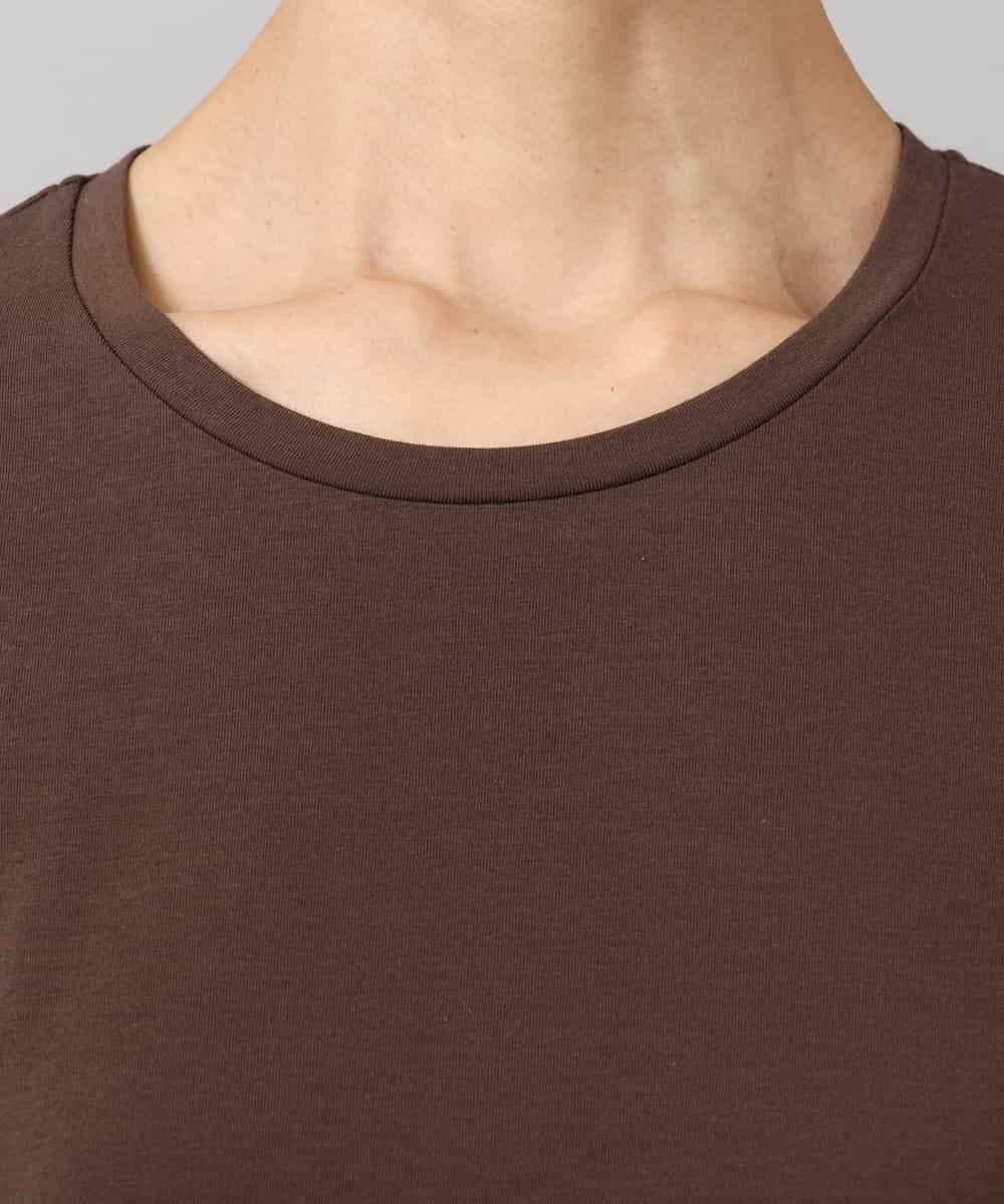 F6KAG50140 MICHEL KLEIN(小さいサイズ)(メゾン ドゥ サンク) [小さいサイズ][レイヤードスタイルにおすすめ]ラメチュールスリーブカットソー ブラウン