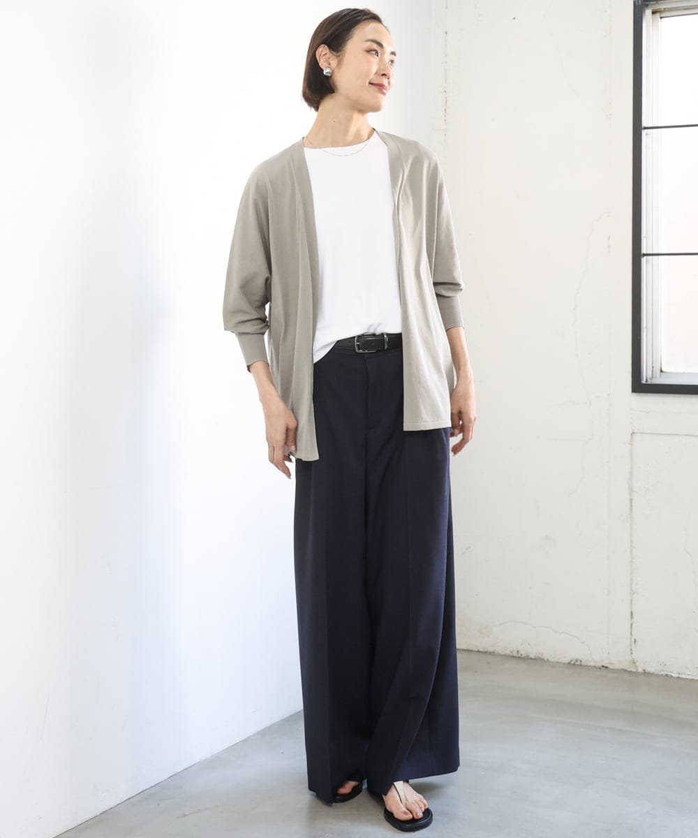 F6KGD20150 MICHEL KLEIN(小さいサイズ)(メゾン ドゥ サンク) [小さいサイズ][遮熱効果素材]ステッチレス五分袖プルオーバー ホワイト