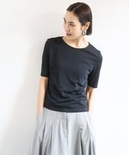F6KGD20150 MICHEL KLEIN(小さいサイズ)(メゾン ドゥ サンク) [小さいサイズ][遮熱効果素材]ステッチレス五分袖プルオーバー ホワイト