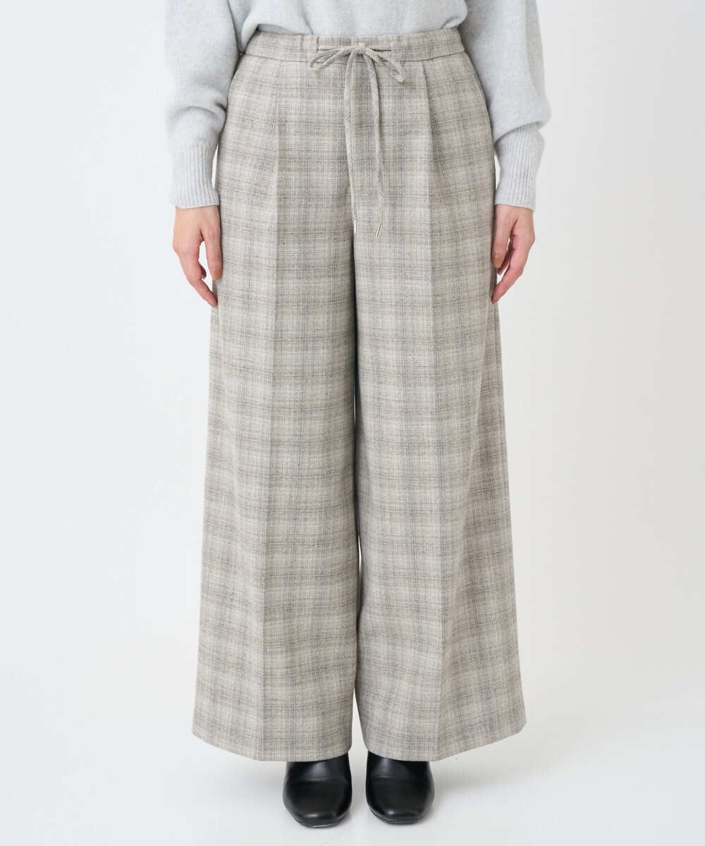 F6LAD13260 MICHEL KLEIN(小さいサイズ)(メゾン ドゥ サンク) [小さいサイズ]2WAYストレッチチェックワイドパンツ ライトグレー