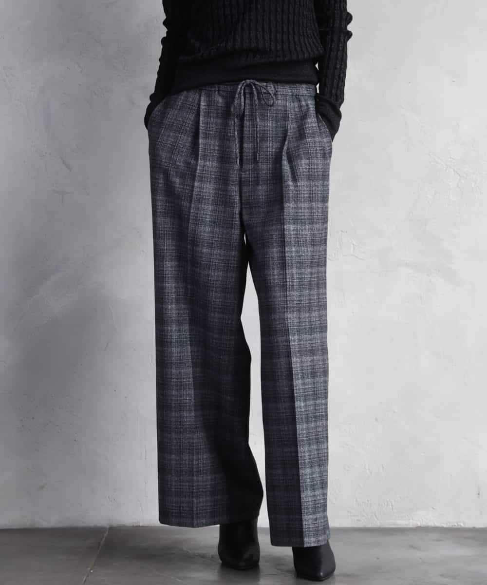 F6LAD13260 MICHEL KLEIN(小さいサイズ)(メゾン ドゥ サンク) [小さいサイズ]2WAYストレッチチェックワイドパンツ ブラック