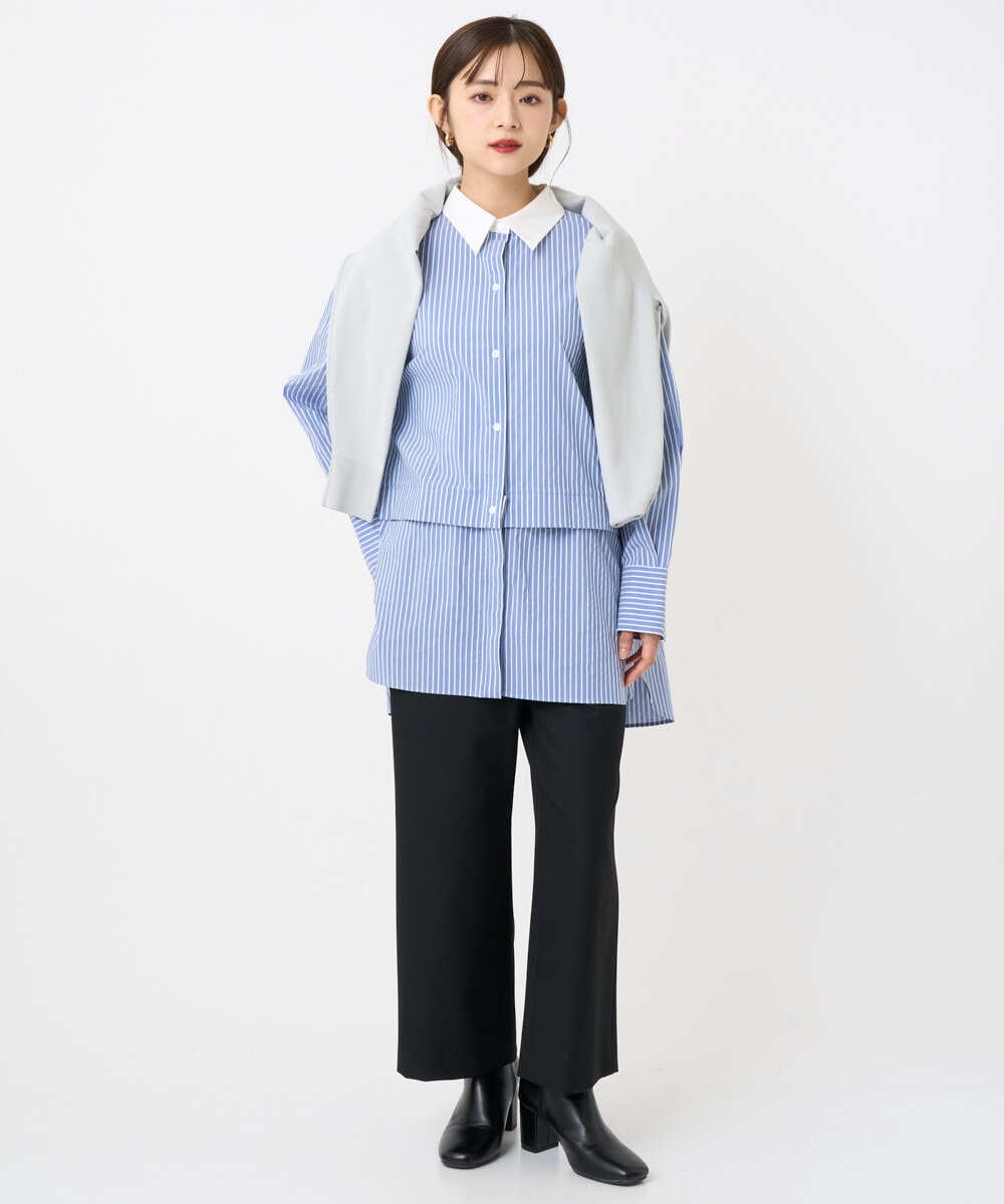 F6LAD28180 MICHEL KLEIN(小さいサイズ)(メゾン ドゥ サンク) [小さいサイズ][定番人気]ストレッチ裏起毛ワイドパンツ ライトグレー
