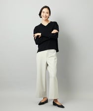 F6LAD28180 MICHEL KLEIN(小さいサイズ)(メゾン ドゥ サンク) [小さいサイズ][定番人気]ストレッチ裏起毛ワイドパンツ ライトグレー