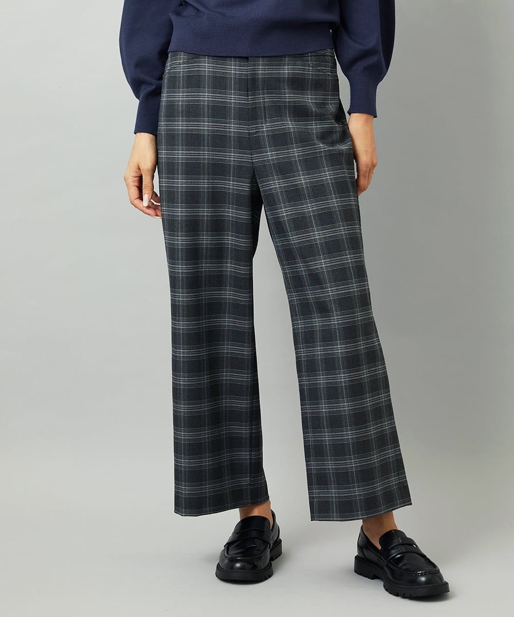 F6LAD28180 MICHEL KLEIN(小さいサイズ)(メゾン ドゥ サンク) [小さいサイズ][定番人気]ストレッチ裏起毛ワイドパンツ ライトグレー