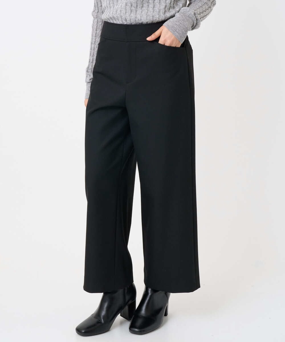 F6LAD28180 MICHEL KLEIN(小さいサイズ)(メゾン ドゥ サンク) [小さいサイズ][定番人気]ストレッチ裏起毛ワイドパンツ ブラック