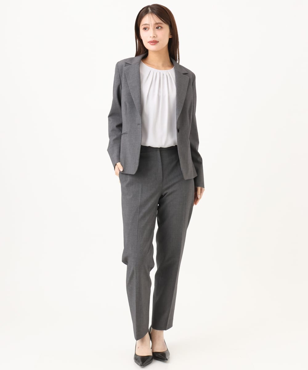F6LAG03260 MICHEL KLEIN(小さいサイズ)(メゾン ドゥ サンク) 【小さいサイズ】[セットアップ対応]ストレッチテーパードパンツ グレー