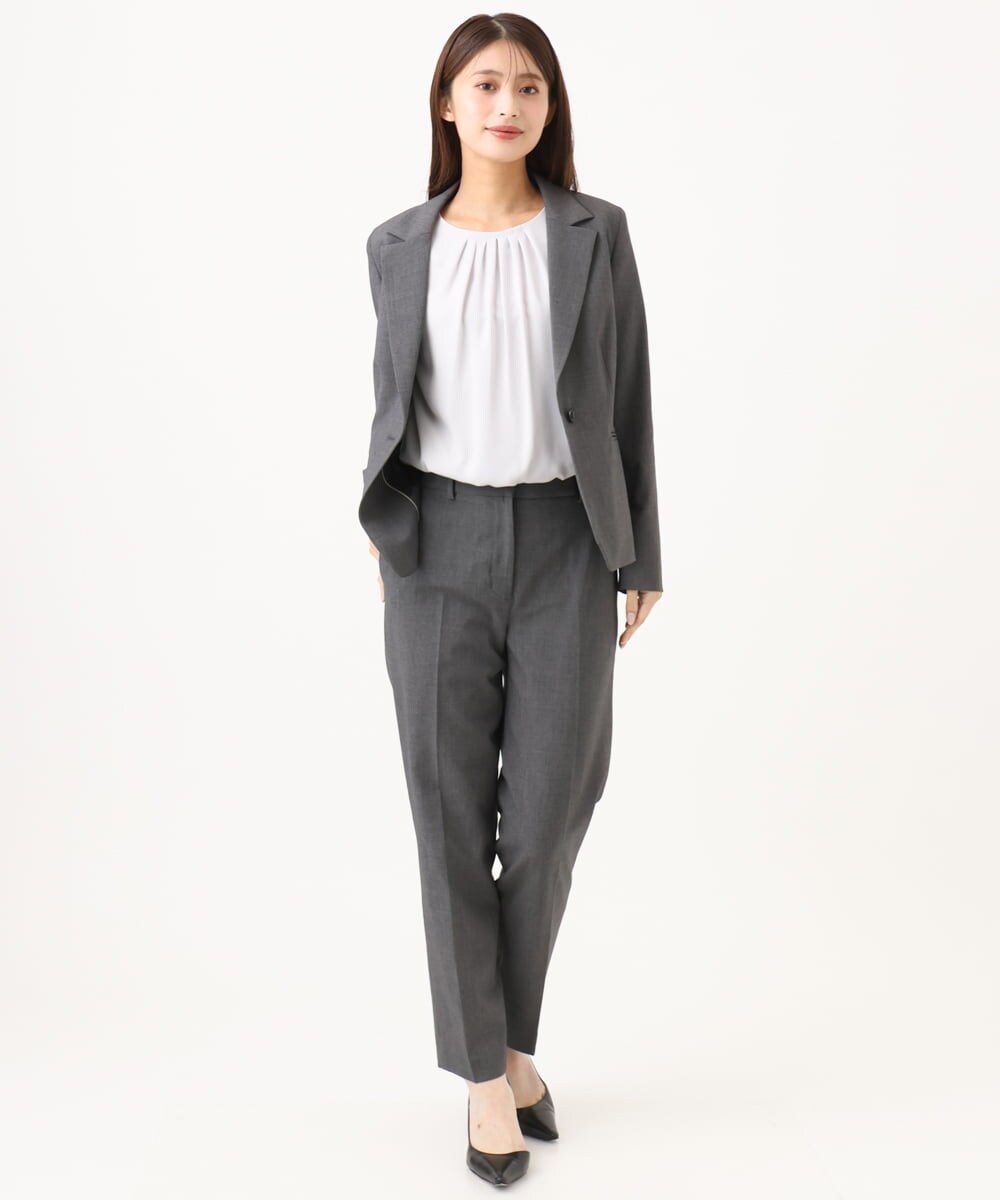 F6LAG03260 MICHEL KLEIN(小さいサイズ)(メゾン ドゥ サンク) 【小さいサイズ】[セットアップ対応]ストレッチテーパードパンツ グレー