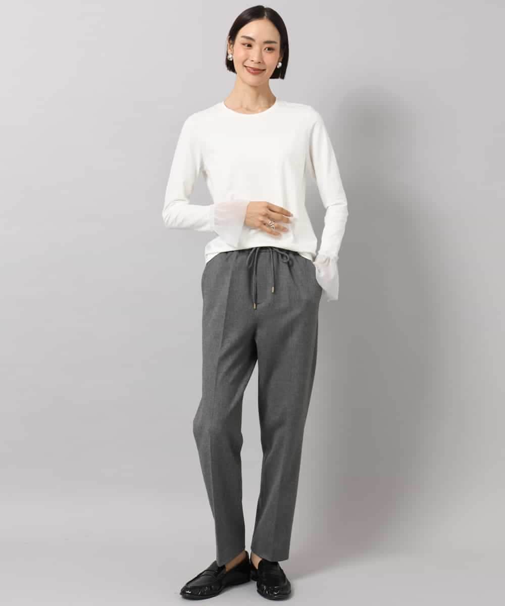 F6LAG50260 MICHEL KLEIN(小さいサイズ)(メゾン ドゥ サンク) [小さいサイズ]両面起毛テーパードパンツ ダークグレー