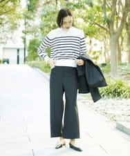 F6LDD11230 MICHEL KLEIN(小さいサイズ)(メゾン ドゥ サンク) [小さいサイズ][2WAYストレッチ]定番ワイドパンツ ライトグレー